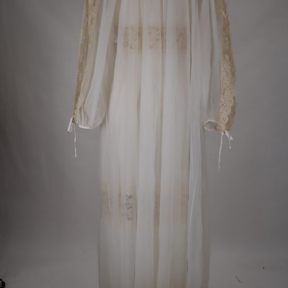 🌺 Vintage Tosca Nightgown Robe Set White Lace Galore Bridal Peignoir Lingerie M - Picture 5 of 10